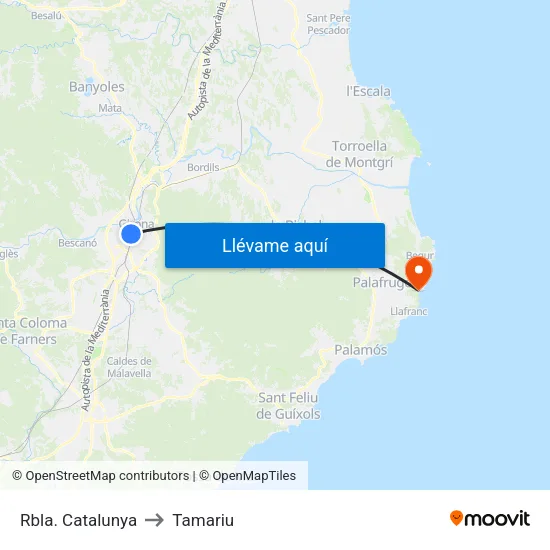 Rbla. Catalunya to Tamariu map
