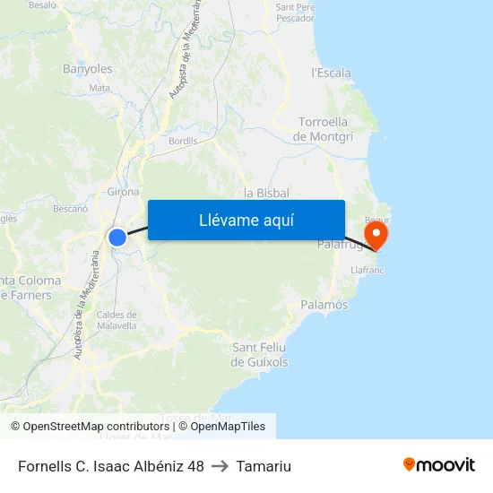 Fornells  C. Isaac Albéniz   48 to Tamariu map