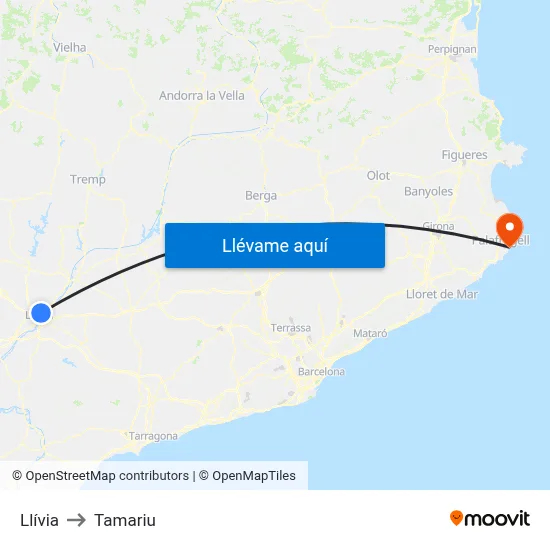 Llívia to Tamariu map