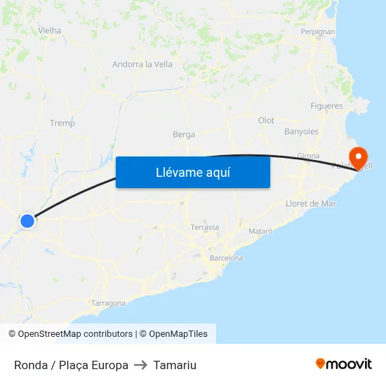 Ronda / Plaça Europa to Tamariu map