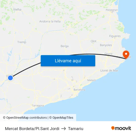 Mercat Bordeta/Pl.Sant Jordi to Tamariu map