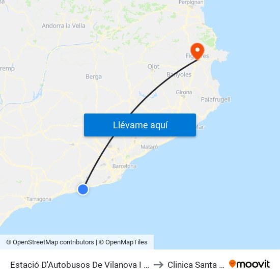 Estació D'Autobusos De Vilanova I La Geltrú to Clinica Santa Creu map