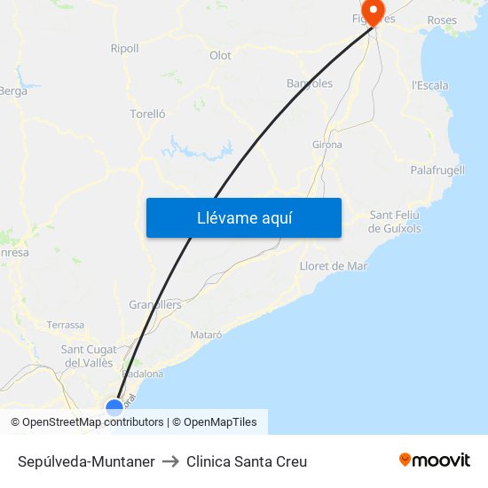 Sepúlveda-Muntaner to Clinica Santa Creu map