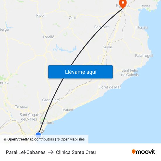 Paral·Lel-Cabanes to Clinica Santa Creu map