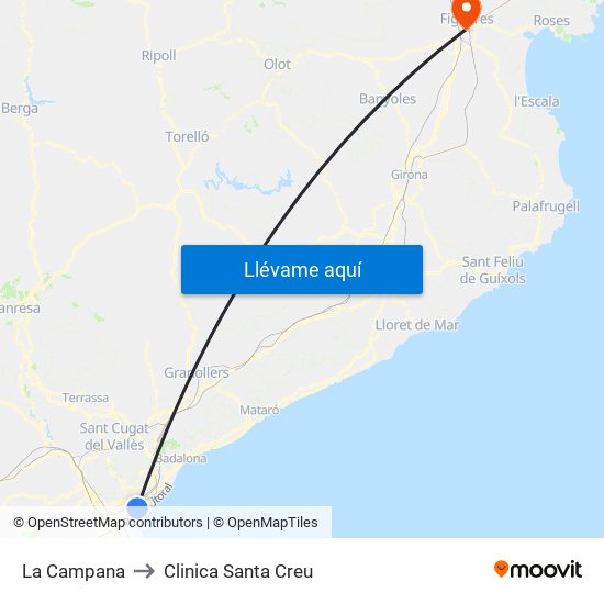 La Campana to Clinica Santa Creu map