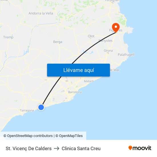 St. Vicenç De Calders to Clinica Santa Creu map