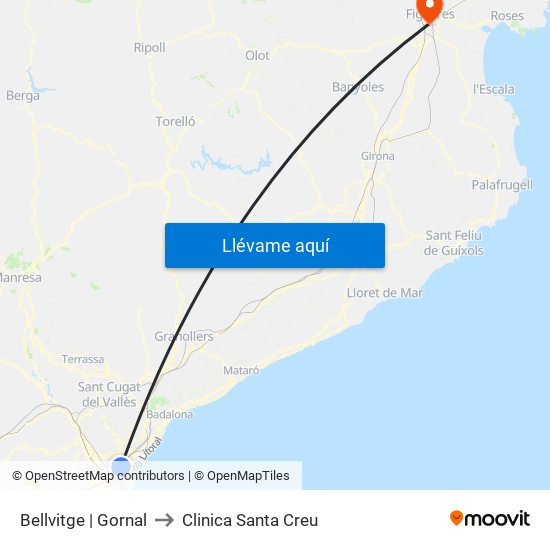 Bellvitge | Gornal to Clinica Santa Creu map