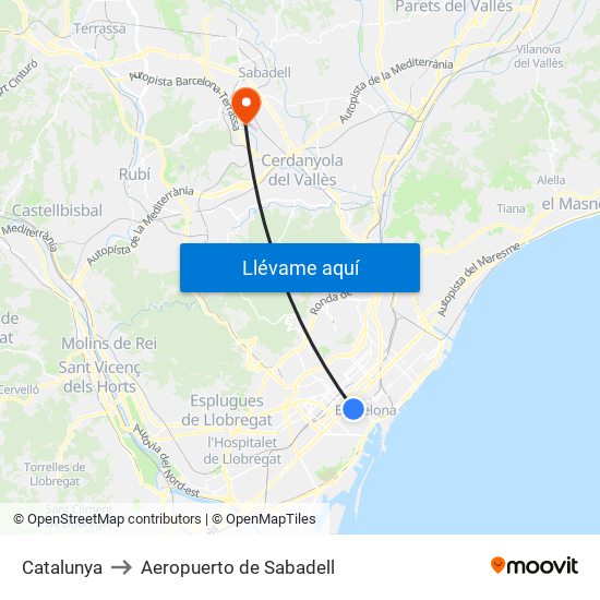 Catalunya to Aeropuerto de Sabadell map