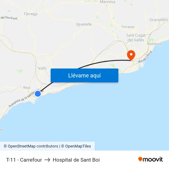 T-11 - Carrefour to Hospital de Sant Boi map