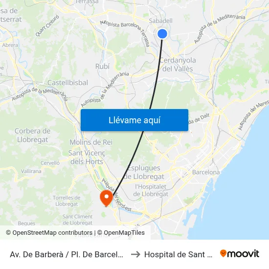 Av. De Barberà / Pl. De Barcelona to Hospital de Sant Boi map