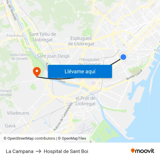 La Campana to Hospital de Sant Boi map