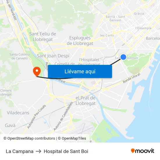 La Campana to Hospital de Sant Boi map