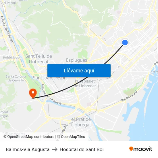 Balmes-Via Augusta to Hospital de Sant Boi map