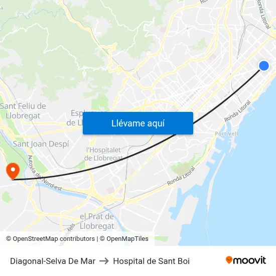Diagonal-Selva De Mar to Hospital de Sant Boi map