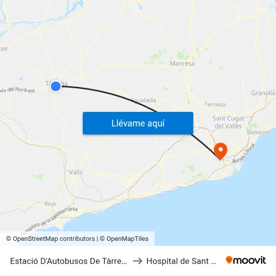 Estació D'Autobusos De Tàrrega to Hospital de Sant Boi map