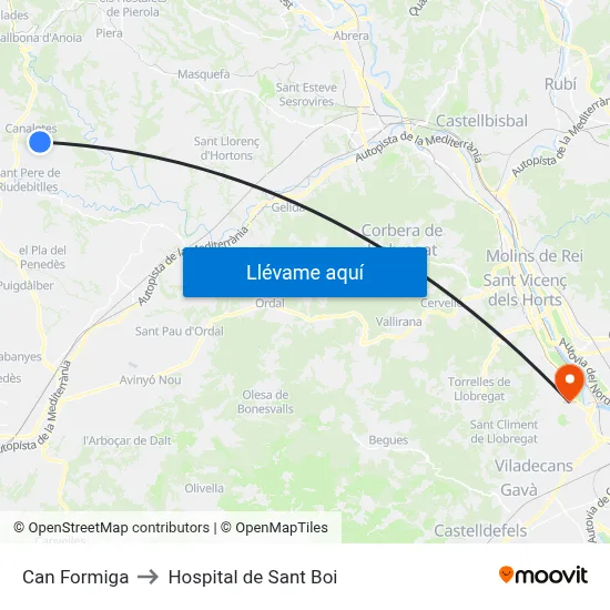 Can Formiga to Hospital de Sant Boi map