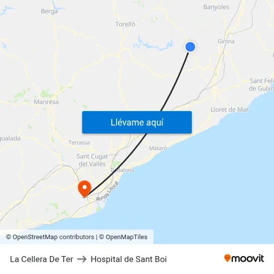 La Cellera De Ter to Hospital de Sant Boi map