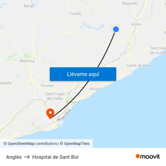 Anglès to Hospital de Sant Boi map