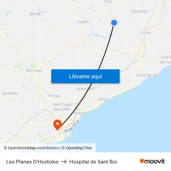 Les Planes D'Hostoles to Hospital de Sant Boi map