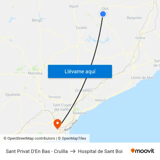 Sant Privat D'En Bas - Cruïlla to Hospital de Sant Boi map