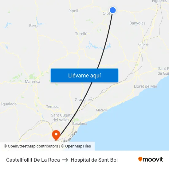 Castellfollit De La Roca to Hospital de Sant Boi map
