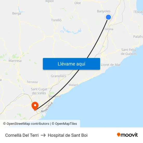 Cornellà Del Terri to Hospital de Sant Boi map