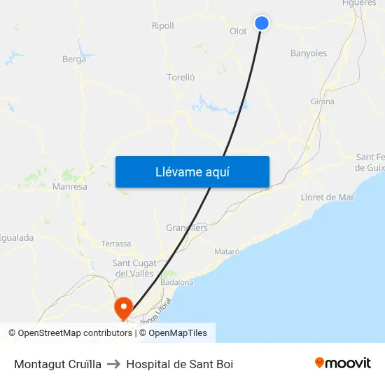 Montagut Cruïlla to Hospital de Sant Boi map