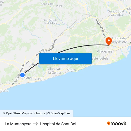 La Muntanyeta to Hospital de Sant Boi map
