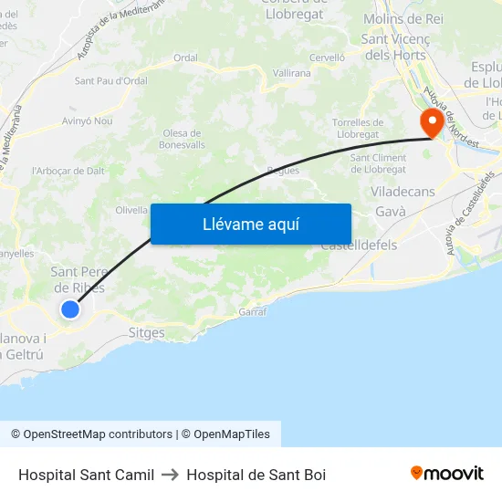 Hospital Sant Camil to Hospital de Sant Boi map