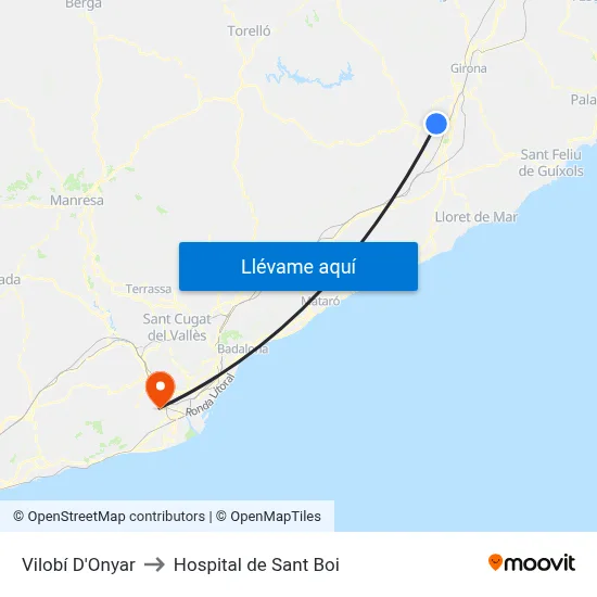 Vilobí D'Onyar to Hospital de Sant Boi map