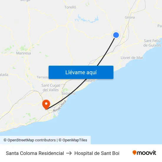 Santa Coloma Residencial to Hospital de Sant Boi map