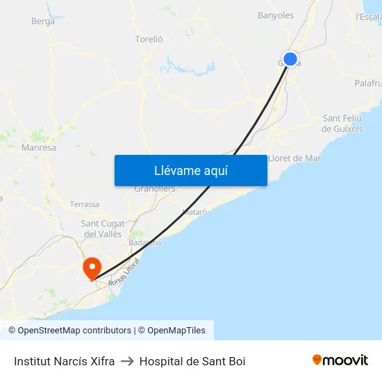 Institut Narcís Xifra to Hospital de Sant Boi map