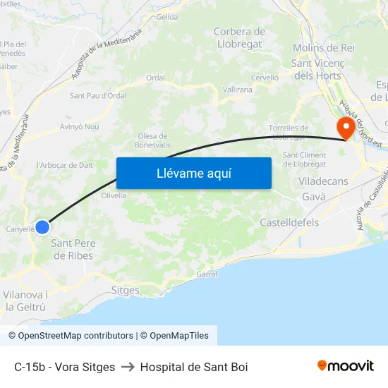 C-15b - Vora Sitges to Hospital de Sant Boi map
