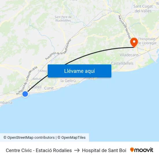 Centre Cívic - Estació Rodalies to Hospital de Sant Boi map