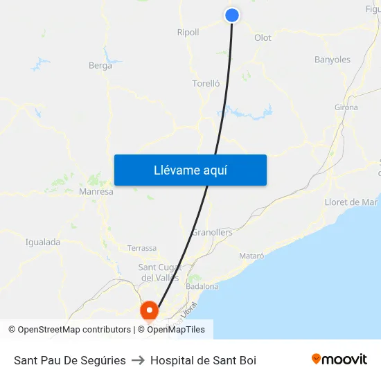 Sant Pau De Segúries to Hospital de Sant Boi map