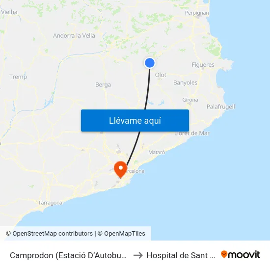 Camprodon  (Estació D’Autobusos) to Hospital de Sant Boi map