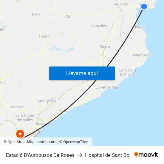 Estació D'Autobusos De Roses to Hospital de Sant Boi map