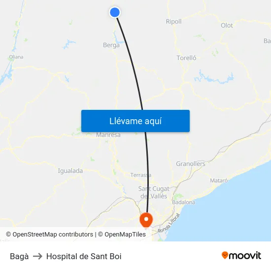 Bagà to Hospital de Sant Boi map