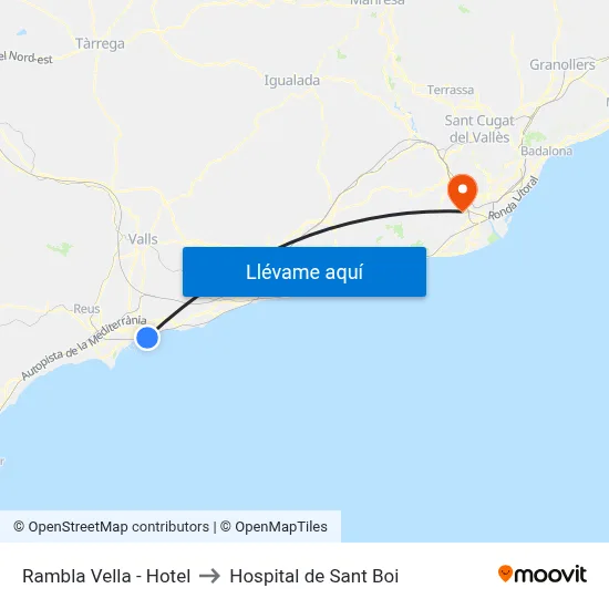 Rambla Vella - Hotel to Hospital de Sant Boi map