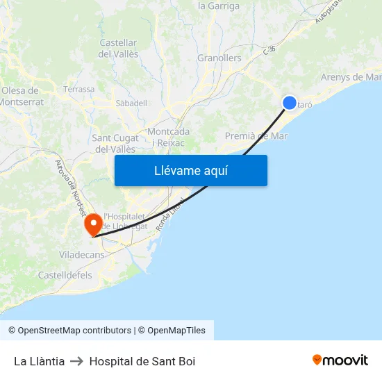 La Llàntia to Hospital de Sant Boi map
