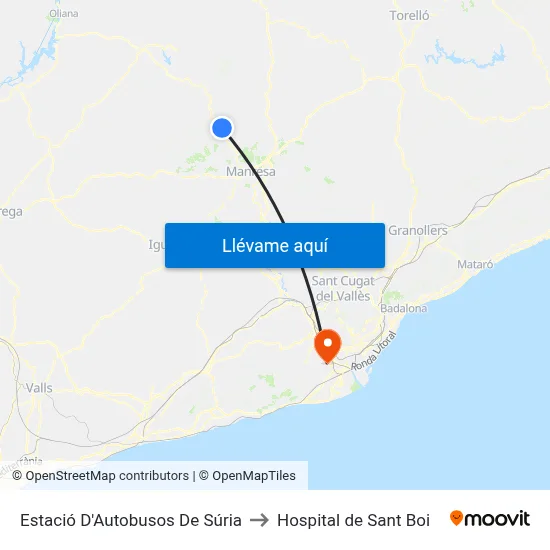 Estació D'Autobusos De Súria to Hospital de Sant Boi map