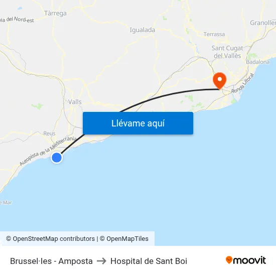 Brussel·Ies - Amposta to Hospital de Sant Boi map