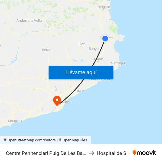Centre Penitenciari Puig De Les Basses, Figueres to Hospital de Sant Boi map