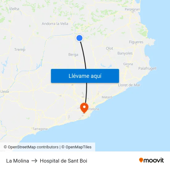La Molina to Hospital de Sant Boi map