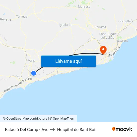 Estació Del Camp - Ave to Hospital de Sant Boi map