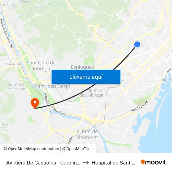 Av Riera De Cassoles - Carolines to Hospital de Sant Boi map