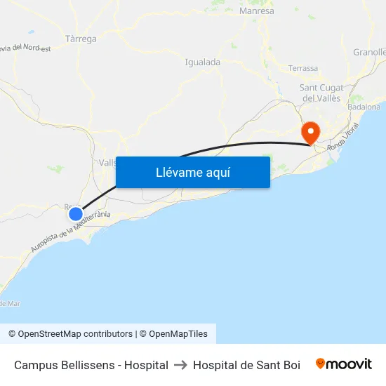 Campus Bellissens - Hospital to Hospital de Sant Boi map