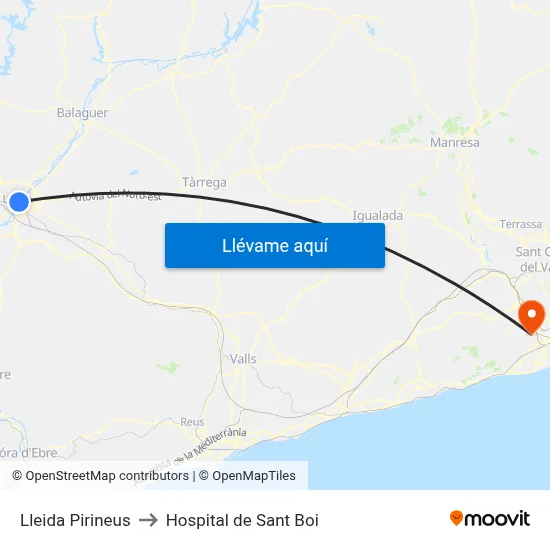Lleida Pirineus to Hospital de Sant Boi map