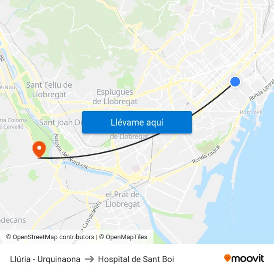 Llúria - Urquinaona to Hospital de Sant Boi map