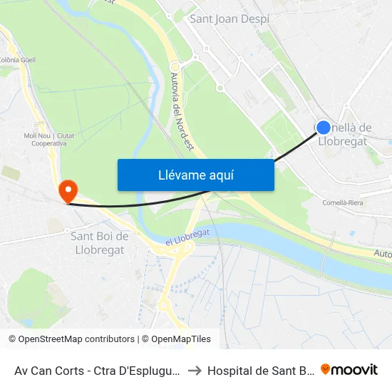 Av Can Corts - Ctra D'Esplugues to Hospital de Sant Boi map
